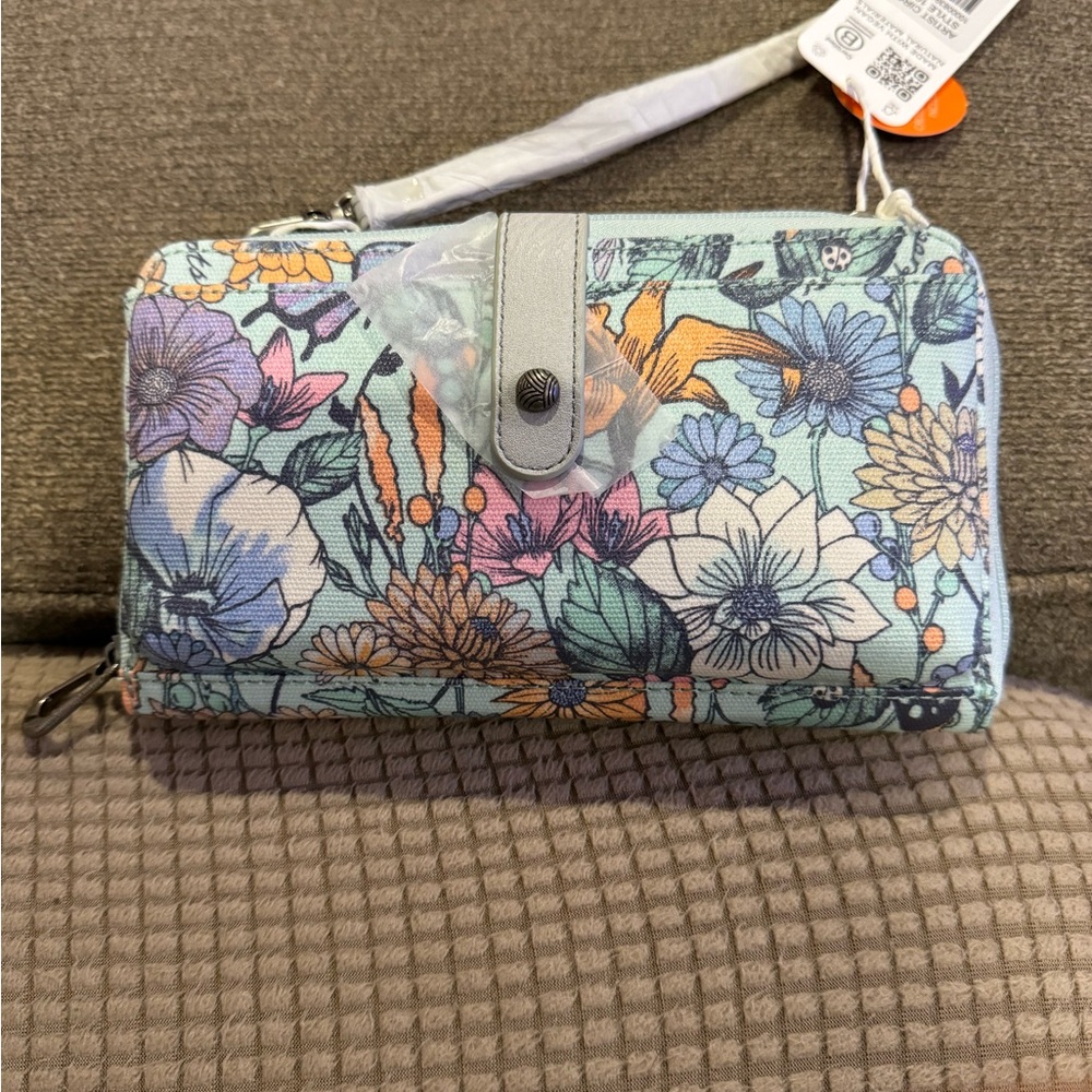 The Sak Blue and Orange Wallet Vibrant Floral Accessory